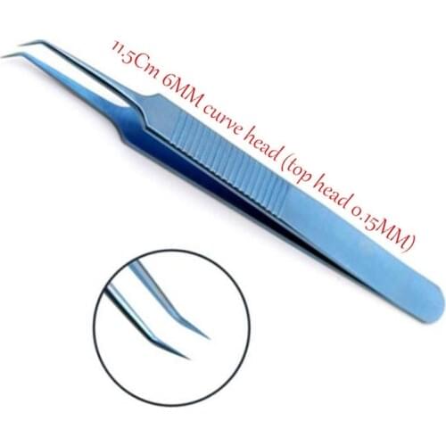6MM curved head(top head 0.15MM) Micros titanium alloy 11.5CM tweezers Ophthalmic forceps