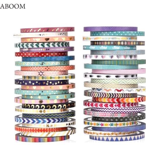 ABOOM 48PCS/Lot 3MM*5M Decoraive Paper Washi Tape High Sticky Adhesive Craft Stickers Used For Home Decoration Paper Stickers