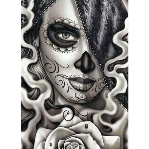 DIY 5D Diamond Painting Full Square/Round "Skull girl" Diamond Embroidery Cross Stitch Picture Of Rhinestone JX395