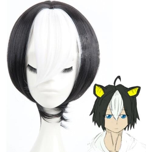 Anime JoJo bizarre adventure IGGY Black+White Short Heat Resistant Cosplay Costume hairwear Wig+Wig Cap