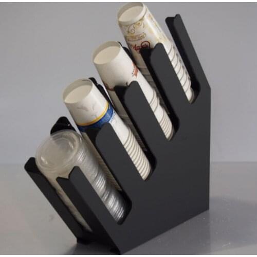 Bamboo Primary Color Black/Brown Acrylic Four Grids Cup Holder Oblique Disposable Cup Holder Cup Taker Desktop Paper Cup Holder