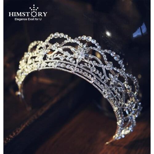 HIMSTORY Wedding Hair Accessories Queen Princess Tiaras and Crowns Rhinestones Crystal Diadem Brides Party Dress Headpiece