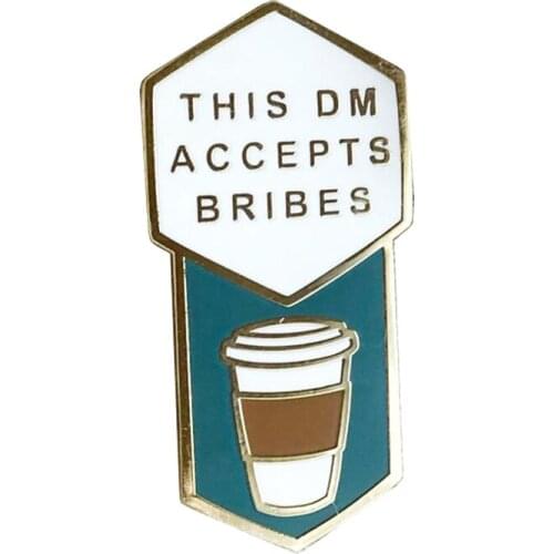 This DM Accepts Bribes Coffee Brooch Pins Enamel Metal Badges Lapel Pin Brooches Jackets Jeans Fashion Jewelry Accessories
