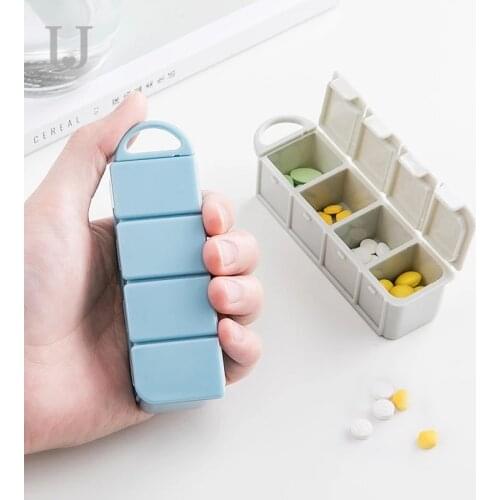 Travel Pill Box Container with Finger Buckle Medicine Storage Organizer Drug Tablet Dispenser Independent Lattice Style Free BPA