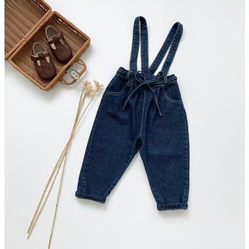 Girls Denim Pants Spring Fall Cowboy Suspender Jumpsuit for Toddler Girls Clothing Children Strap Pants Baby Clothes Christmas