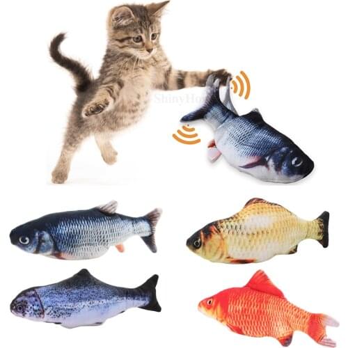 Electric Floppy Fish Cat Toy Realistic Flopping Cat Fish That Moves USB Wiggle Catnip Kicker Fish Motion Fun Interactive Toys