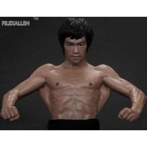 Bruce Lee Model Bats Muscle Statue Model Head Removable with Two Head and Clothes Chinese Action Figures Toys