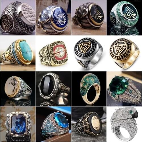 Retro Arab Metal Championship Rings Message Gothic Ring for Men Punk Cool Vintage Jewelry Gifts Party Z5X807