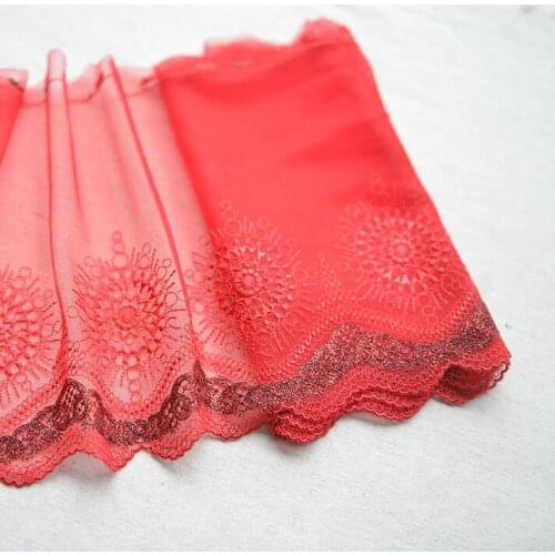 1 Meter 19.5cm Width Hot Red Lace Mech Embroidered Lace Fabric