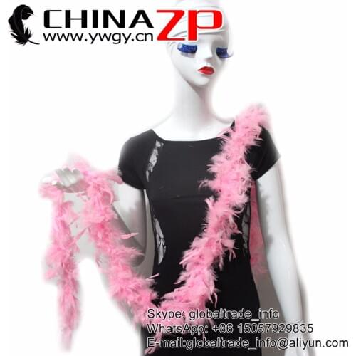 Leading Supplier CHINAZP Factory 10yards/lot Hot Sale 40G Dyed Pink Turkey Feather Chandelle Boa