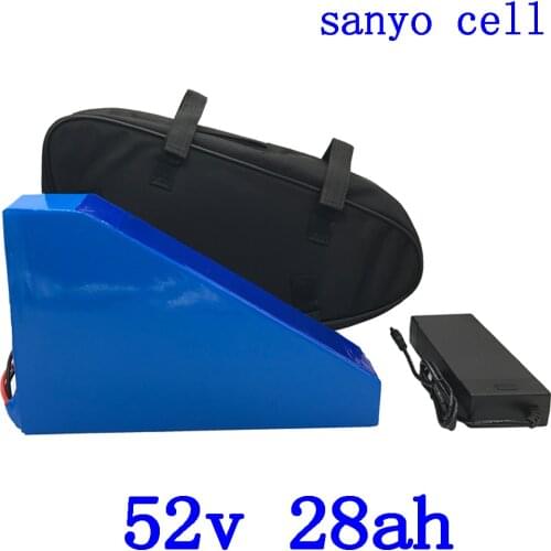 52v battery 51.8V 28AH lithium battery 52V 28AH electric bicycle battery use sanyo cell with 58.8V charger and free bag free