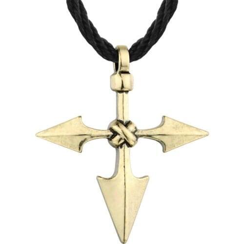 Mens Slavic Jewelry Cross Pendant Necklace Large Samurai Spear Personality Style Cross Pendant Choker Women Vintage Gift