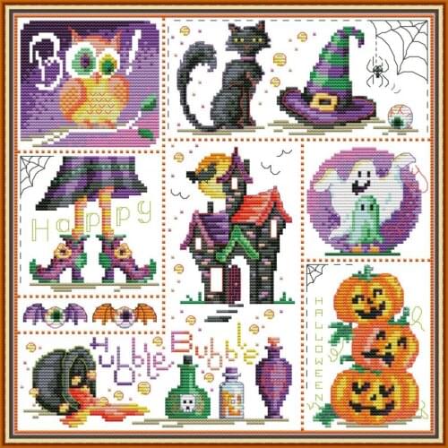 Western Halloween Animal Pattern Cross Stitch Kit Pattern Traditional Embroidery 11CT 14CT Needlework Home Decoration Painting