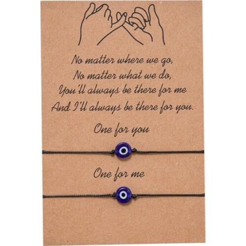 New Couples Card Bracelet Turkish Devil Eye Woven Bracelet Hand Line 2-Piece Set