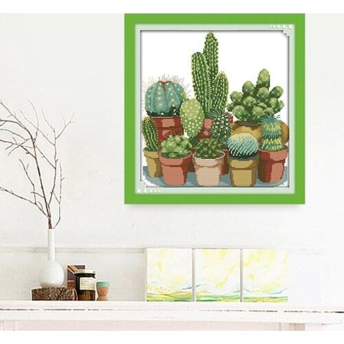 Cross Stitch Kits Patterns Embroidery Kit DIY Needlework - Cactuses (Stamped)