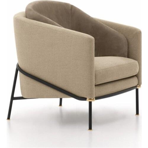 Nordic Home Backrest Soft Fabric Leisure Chair Living Room Iron Designer Hotel Guest Sofa chair