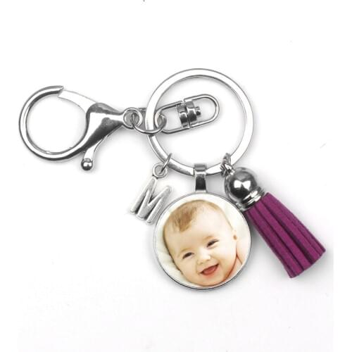 Personalizeds Your Baby Child Mom Dad Grandparent Loved One Gift Photo Key Chain Round Custom Photo Tassel Family Member Gift