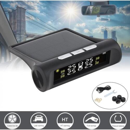 Solar Power TPMS Car Tire Pressure Alarm Monitor System Auto Security Alarm Systems Tyre Pressure Temperature Warning