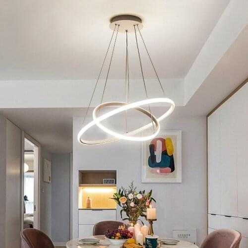 Nordic personality restaurant LED ring cashier counter dining table bar modern minimalist home dining Pendant Lights WF1028