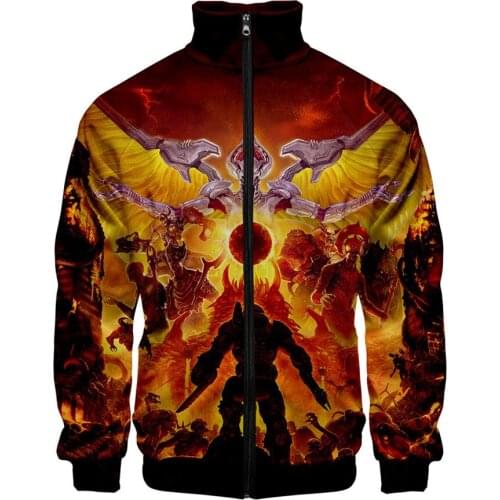 Shooting Game DOOM Eternal 3D Printed Stand Collar Hoodies Men Women Harajuku Sweatshirt Long Sleeve Hoodie Brand Jacket Clothes