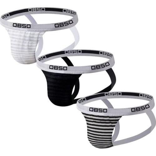 Free Shipping 3 PCS/LOT Men Thong Underwear Set Gay Jockstrap Sexy Panties Thongs G String Bikini Cotton Wholesale Dropshipping