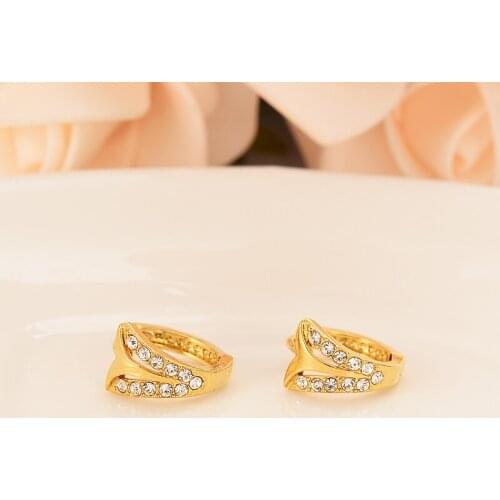 Cz diamond Girls Round Circles Huggies Hoop Earrings Gold Jewellery For Kids Children Aros women jewelry african best gift