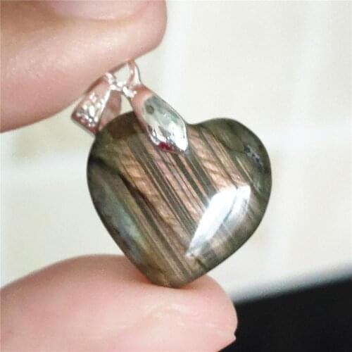 Natural Purple Light Labradorite Women Heart Pendant 17x17x6mm Love Labradorite Necklace Gemstone Rare Jewelry AAAAA