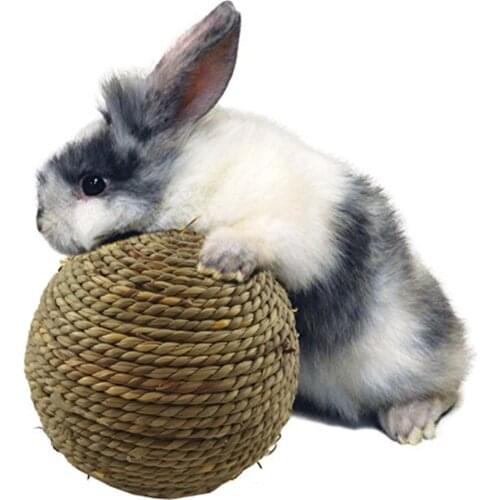 6CM Pet Chewing Toy Natural Grass Ball Small Pet Teeth Cleaning Toys Rabbits Cats Small Rodents Teeth Grinding Toy Pet Supplies