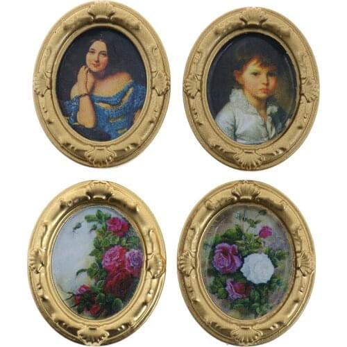 1 PC 1:12 Dollhouse Miniature Framed Wall Painting Home Decor Room Items Novelty Funny Gifts Baby Kids Toy