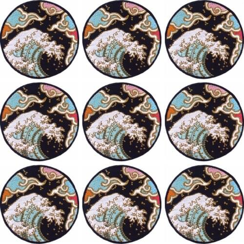 Pulaqi 10PCS Waves Patch Wholesale Patch DIY Iron On Patches For Clothing Punk Hippie Cartoon Wholesale Dropship Custom Patch
