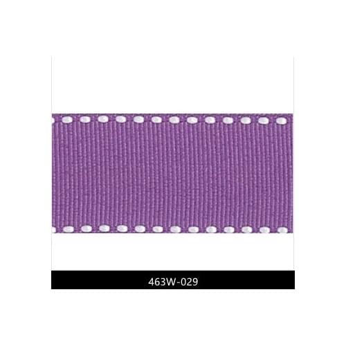 5/8" inch 16mm White stitched Grape ribbon