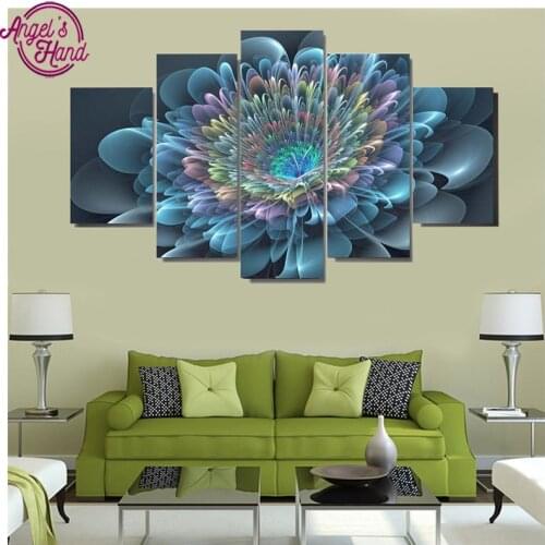 5pc 5D Diamond Embroidery 3d DIY Diamond Painting Cross Stitch Full Rhinestone Needlework Mosaic triptych painting Modern Flower