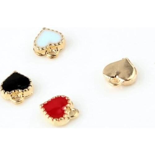 Free Shipping 100PCS/Lot Love Heart Shape Oil Drop DIY Jewelry Charms 100PCS Gold Tone Alloy Bracelet Necklace Phone Chain Charm