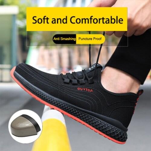 Safty Shoes Men Work Boots Light Weight Breathable Soft Steel Toe Anti Smashing Outdoors Factory Casual Security Shoes Women