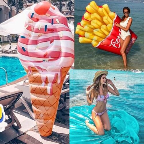 Oversized Ice cream fries shells Inflatable Swimming Pool Float for Adult Kids Colorful Water Toys Summer Holiday Beach Party