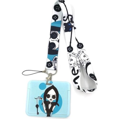 Coraline Horror Movie Key lanyard Car KeyChain ID Card Pass Gym Mobile Phone Badge Kids Key Ring Holder Jewelry Decorations