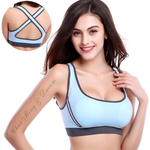 Sexy Women Breathable High Elastic Sports Bra Stretch Athletic brassiere Push Up Bras Tank Top Seamless Padded Running