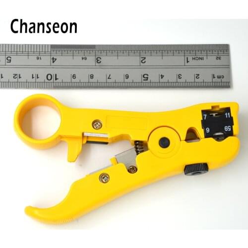 Chanseon Automatic Cable Wire Stripper Electric Stripping Tools for UTP/STP RG59 RG6 RG7 RG11 Multi-functional Cutter Striper