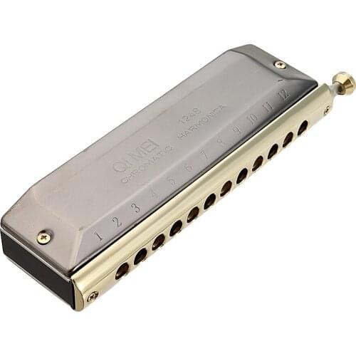 Black Chromatic Harmonica12 Hole 48 Tone Mouth Music Instruments W/ Box Gift