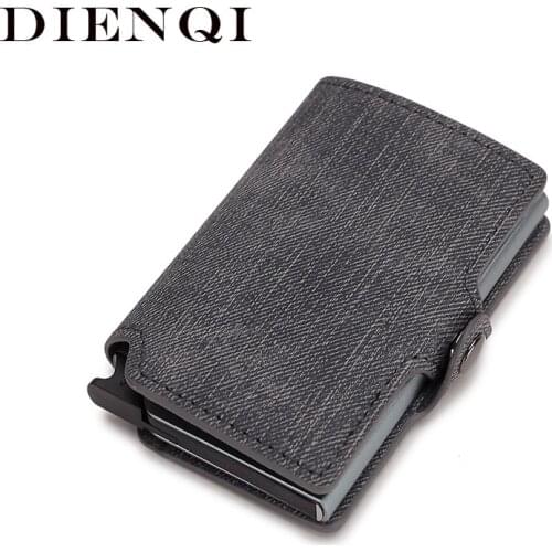 DIENQI Rfid Card Holder Men Wallets Money Bag Male Grey Short Purse 2021 Small Leather Slim Thin Mini Smart Wallet Magic Vallet
