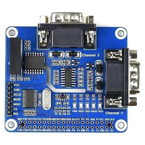 Dual-Channel Isolated RS232 Expansion Board Module SC16IS752+SP3232 Solution for Raspberry Pi