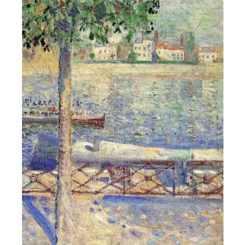 Oil Painting Reproduction on Linen Canvas,view-over-the-rover-at-st-cloud-18 by Edvard Munch,100% handmade,abstract oil painting