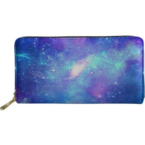 2020 New Fashion Ms Wallet Starry Sky Printing Woman Clutch Girl Credit Card Holder Money Bags Lady Leather Bag