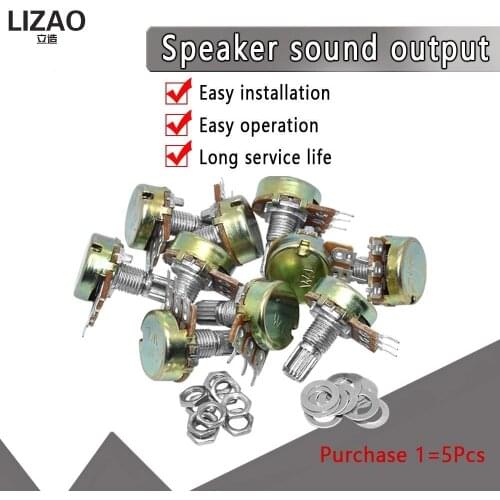 WAVGAT 10PCS WH148 Linear Potentiometer B1K B2K B5K B10K B20K B50K B100K B250K B500K B1M 15mm Shaft With Nuts Washers 3pin WH148