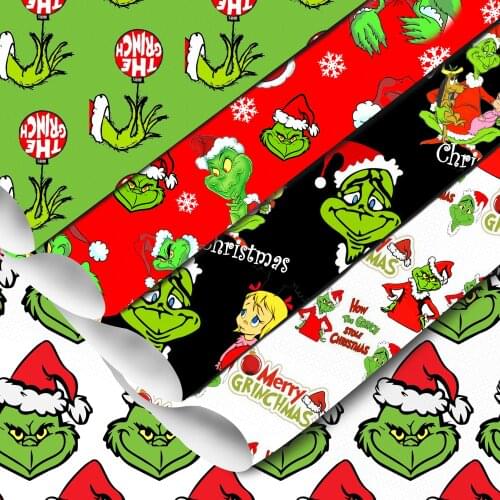 20*33cm Christmas Character Printed Faux Leather Fabric Sheet Vinyl Making Handmade Earrings Hair Bows Book Cover,1Yc14391
