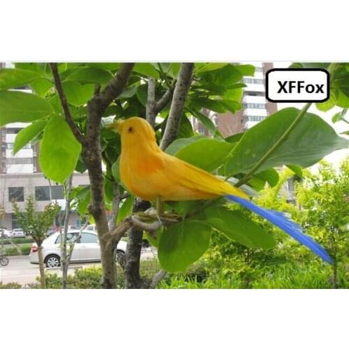 Cute simulation yellow bird model foam&feather lifelike small bird doll gift about 16cm xf0566