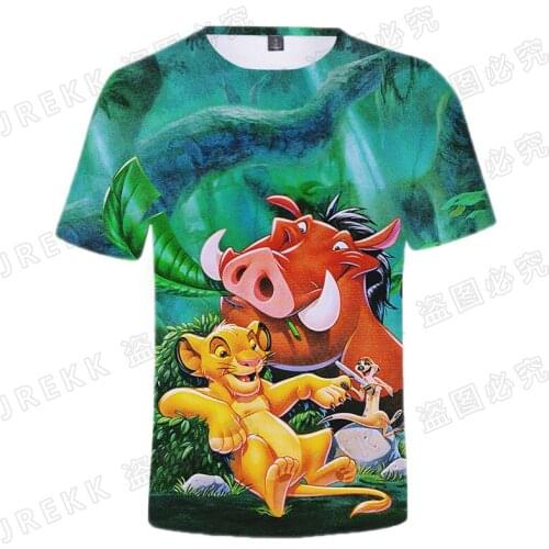 Animal The Lion Kings Cartoon Men T-shirt Short Sleeve Summer Anime Women Clothes 3D Print Streetwear Children Tops