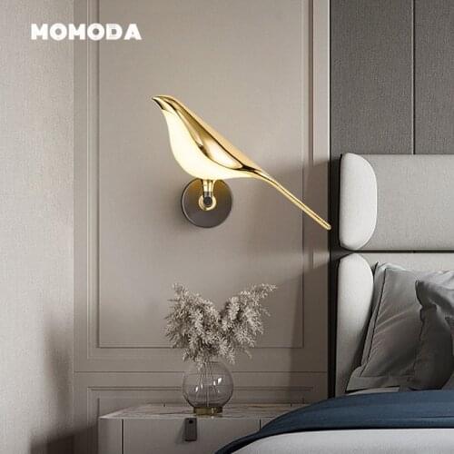 Nordic LED Wall Lamps Modern Zinc Alloy Acrylic Bird Wall Sconce Home Decoration Bedroom Living Room Corridor Lights Fixture
