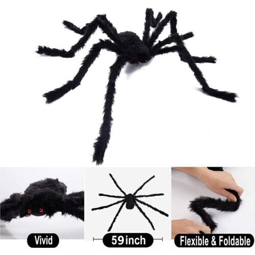 New 150CM Black Spider Halloween Decoration Haunted House Prop Indoor Outdoor Giant Decor