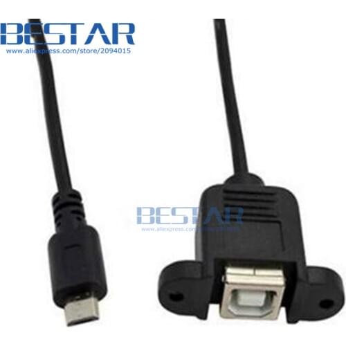 50CM USB 2.0 B Female socket Printer Panel Mount with screw hole to USB Micro B 5 pin 5pin male cable